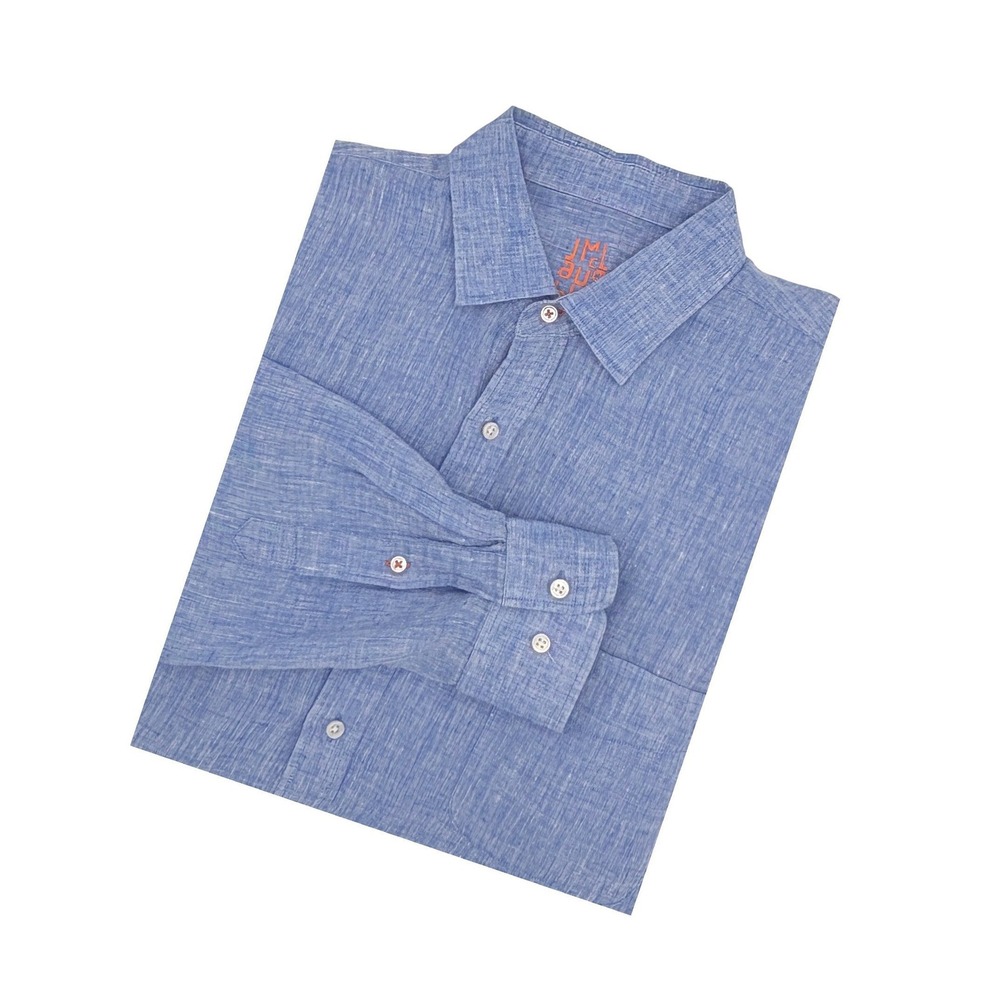J.McLaughlin Mens Blue 100% Linen Long Sleeve Button Down Shirt Size L
